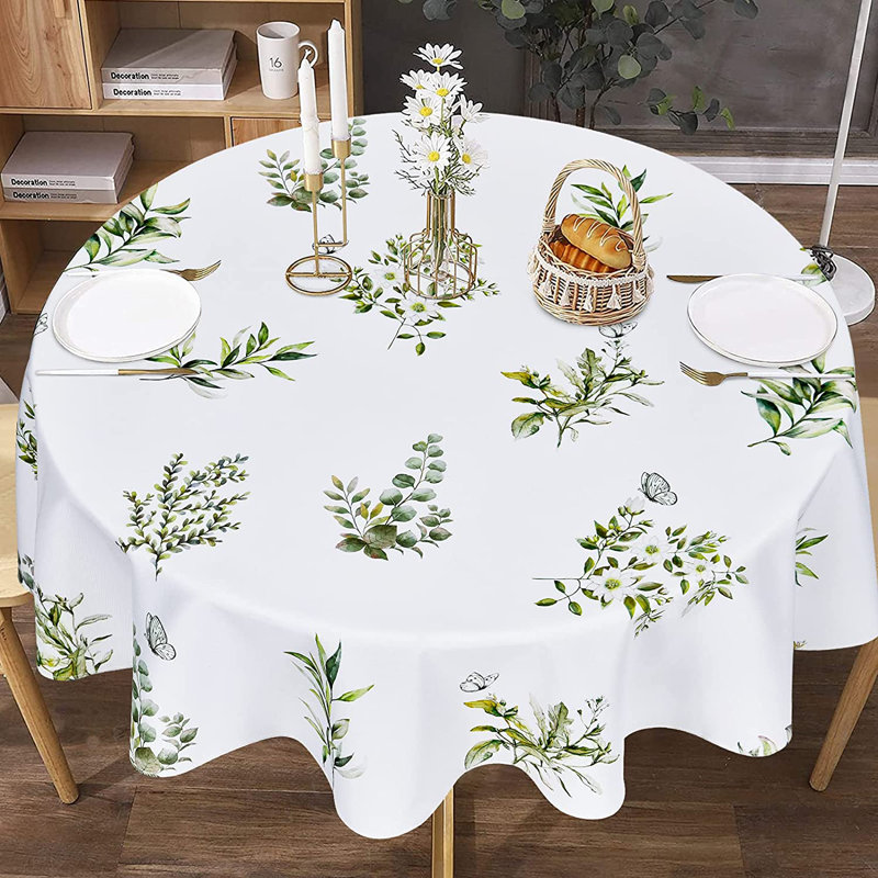 Rosalind Wheeler Green Leaves Tablecloth, Tropical Leaf Plant And